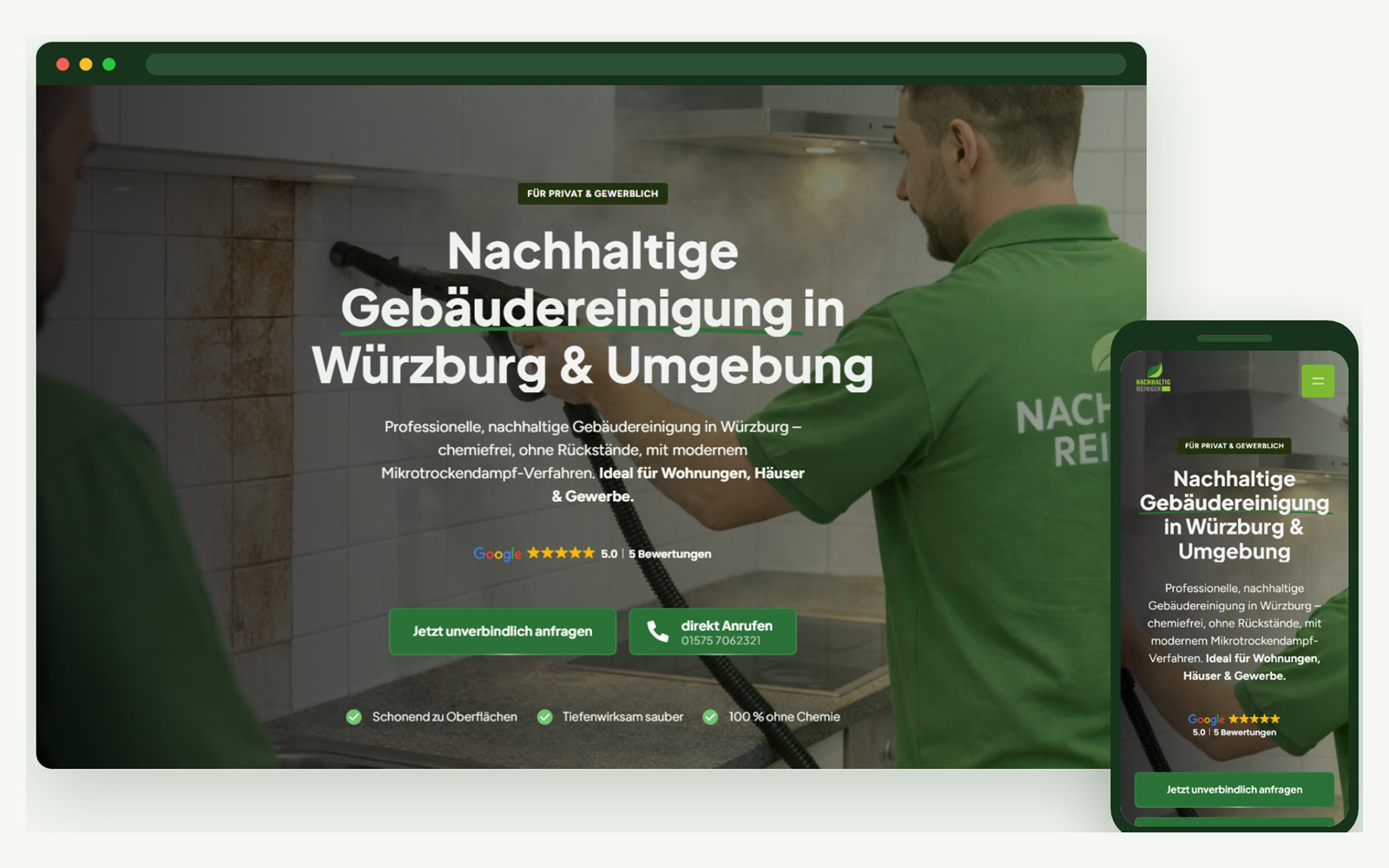 Startseite von Nachhaltig Reinigen auf Desktop und Smartphone